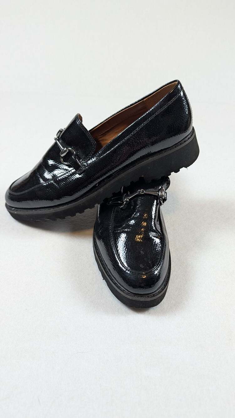 Franco Sarto Cason Loafers Size 9M Black Patent Leather